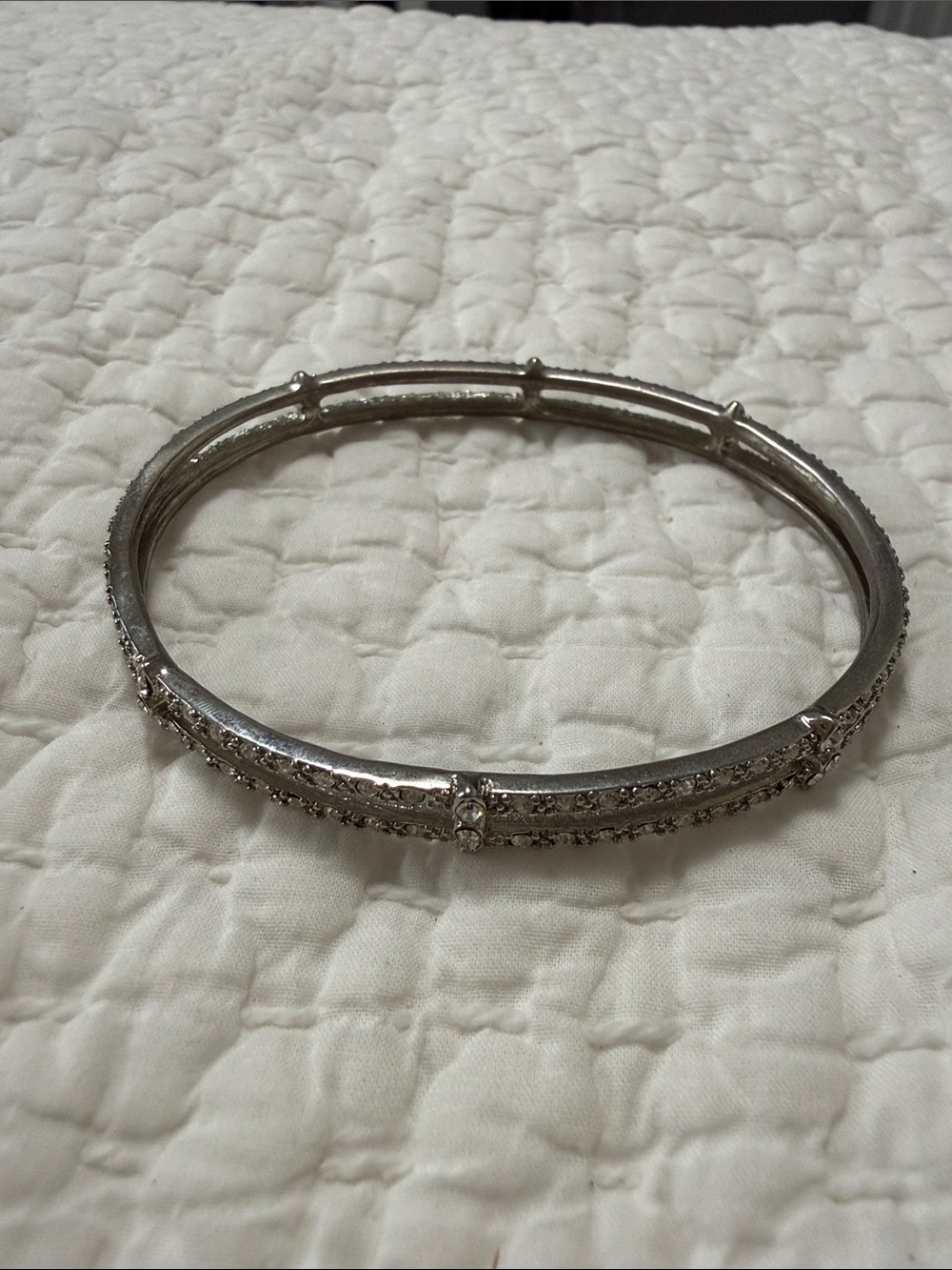 Elegant Silver-Tone Crystal Bangle Bracelet